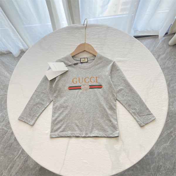 Gucci グッチブランド子供tシャツ上着キッズ服カジュアルブランド長袖tシャツ高品質 韓国 シンプル tシャツ大人の上質Tシャツ人気コットン 90- 160cm