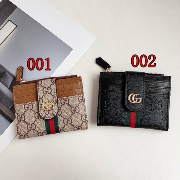 Gucci グッチハイブランド財布 レディース カード財布 小さい財布 2つ折り ミニ財布 PU革 薄型 コンパクト 小銭入れ付き カード収納 お札が折れない PU革 軽量 プレゼント ギフト 母の日
