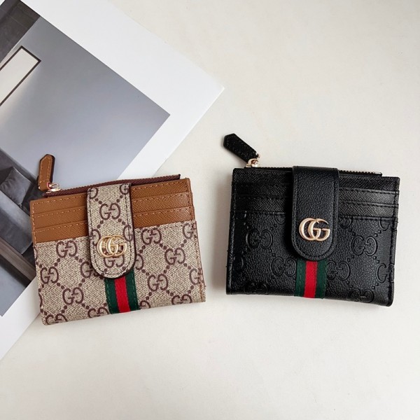 Gucci グッチハイブランド財布 レディース カード財布 小さい財布 2つ折り ミニ財布 PU革 薄型 コンパクト 小銭入れ付き カード収納 お札が折れない PU革 軽量 プレゼント ギフト 母の日