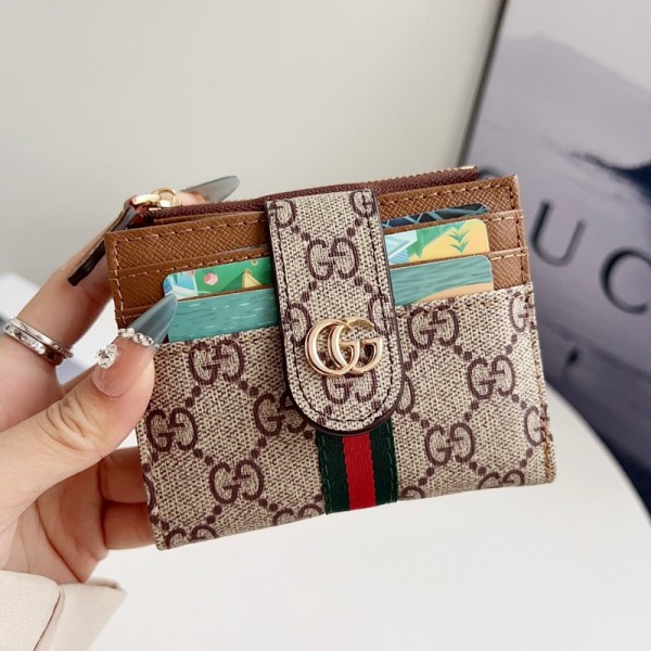 Gucci グッチハイブランド財布 レディース カード財布 小さい財布 2つ折り ミニ財布 PU革 薄型 コンパクト 小銭入れ付き カード収納 お札が折れない PU革 軽量 プレゼント ギフト 母の日