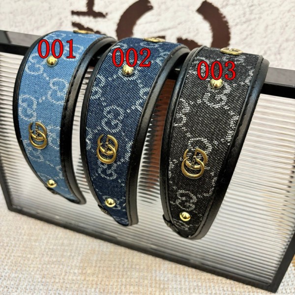 Gucci グッチカチューシャブランドかわいい GGデニムカチューシャ ダブルGロゴ ヘアターバン GUCCI ヘアアクセサリー ワイドカチューシャ デニム素材 ヘア飾り