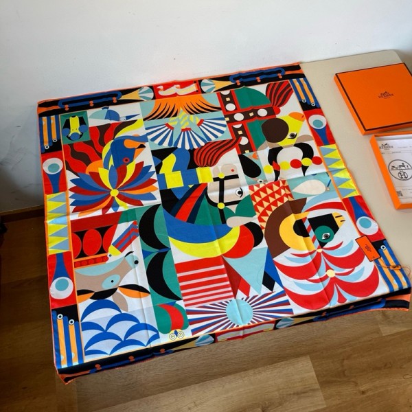 Hermes エルメスブランドスカーフシルク レディース 花柄 絹マフラー ファッション エレガントなスタイル 大判ストール 薄手 日焼け止めショール 海辺 上品 春夏秋冬 旅行 通勤用