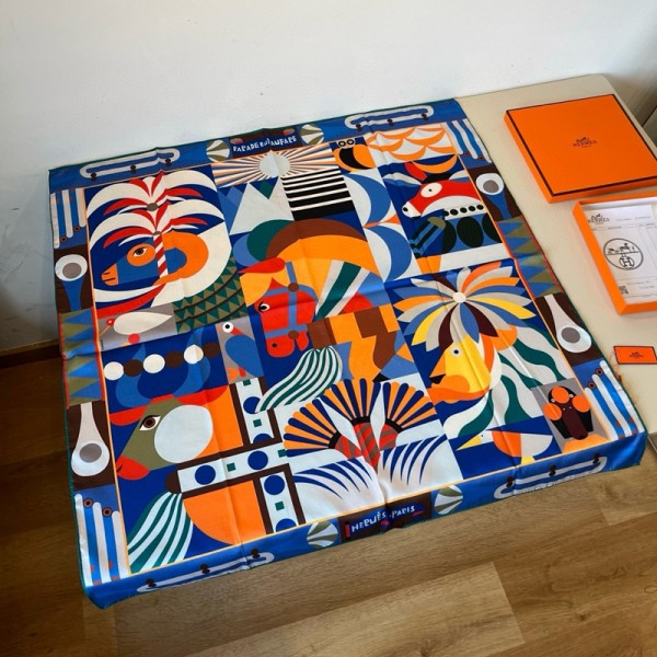 Hermes エルメスブランドスカーフシルク レディース 花柄 絹マフラー ファッション エレガントなスタイル 大判ストール 薄手 日焼け止めショール 海辺 上品 春夏秋冬 旅行 通勤用