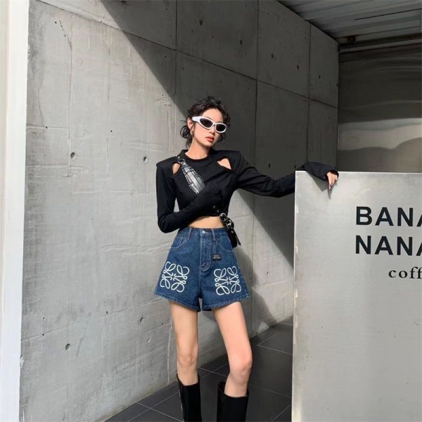 ブランドLoewe ハーフパンツ デニムショートパンツ ロエベ デニムパンツ 短ズボン ジーンズ 短パン ショートパンツ 夏服 アウトドア レディースおしゃれ 人気 流行り S - 2XL