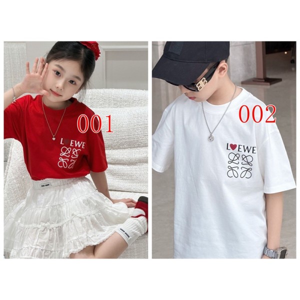 LOEWE ロエベブランド半袖tシャツブランド親子服ｔシャツ コピー 激安屋大人の上質Tシャツ 黒白tシャツ ユニセック ブランド子供ｔシャツ 90-150 S-XXL