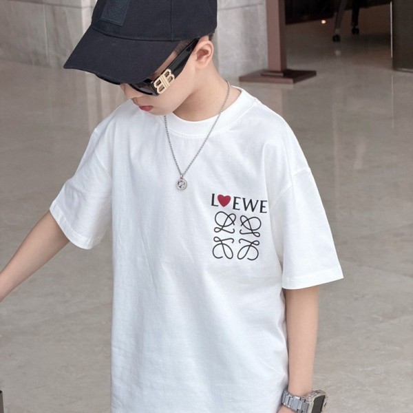 LOEWE ロエベブランド半袖tシャツブランド親子服ｔシャツ コピー 激安屋大人の上質Tシャツ 黒白tシャツ ユニセック ブランド子供ｔシャツ 90-150 S-XXL