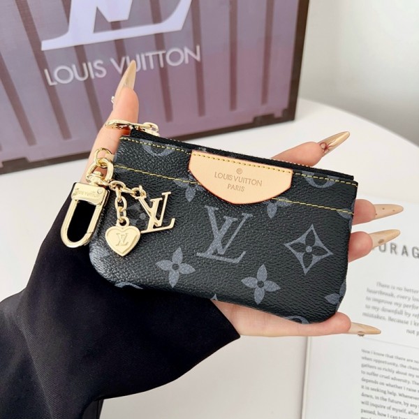 Lv ルイヴィトンブランドカードケース ミニ財布 小銭入れウォレット PU本革 上質レザー トップレザー 薄型 スキミング防止 小物収納