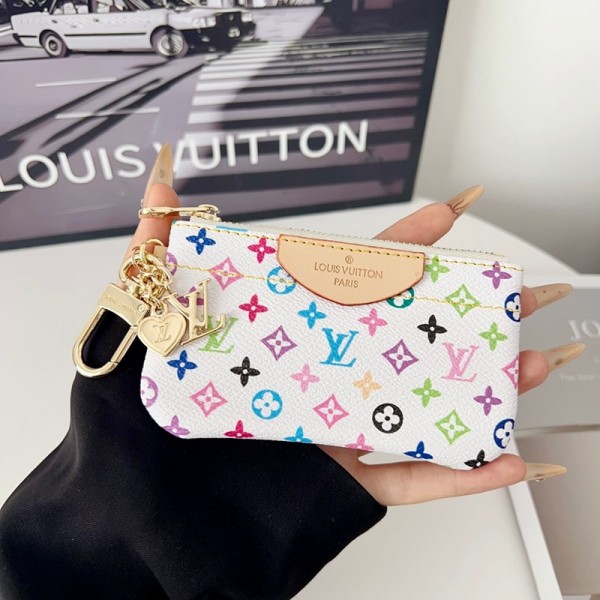 Lv ルイヴィトンブランドイヤホンケース イヤホンポーチ ミニポーチ ヘッドホン収納バッグ PUレザー 化粧 小物 財布 小銭 マルチ ケース 子供用ファスナーコイン ジュエリー キーリング