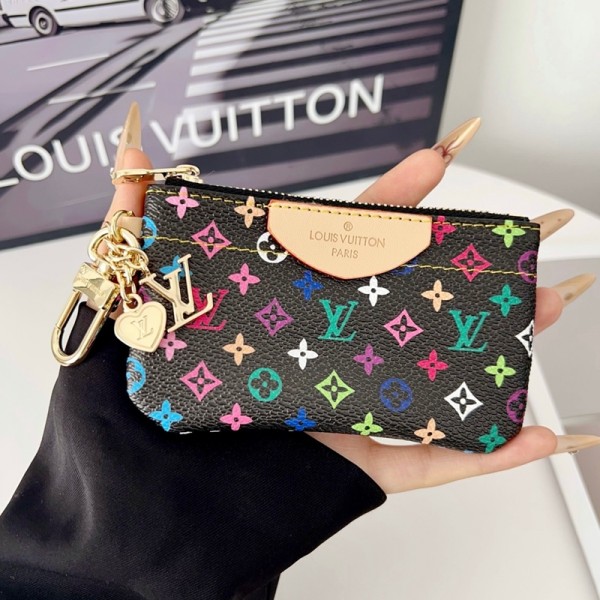 Lv ルイヴィトンブランドイヤホンケース イヤホンポーチ ミニポーチ ヘッドホン収納バッグ PUレザー 化粧 小物 財布 小銭 マルチ ケース 子供用ファスナーコイン ジュエリー キーリング