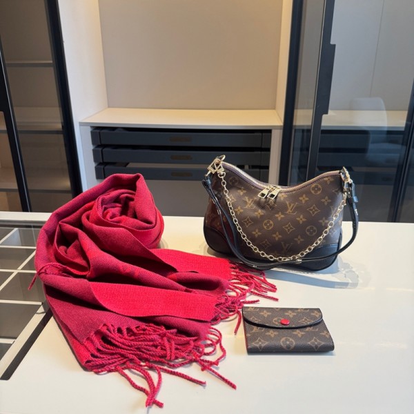 Lv ルイヴィトン ショルダーバッグ ミニポーチ マフラー 3点セット ハイブランド肩掛けバッグブランド男女兼用レディースメンズバッグブランドカジュアルブランドミニバッグコーデ