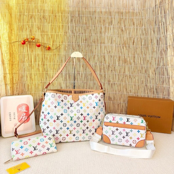Lv ルイヴィトン斜め掛けカバン トートバッグ 長財布 3点セットハイブランド肩掛けバッグ ブランド男女兼用 2WAY バッグ ショルダーバッグ 大容量 ブランド手持ちバッグ鞄