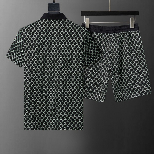 Lv ルイヴィトンハイブランドセットアップ メンズ ポロシャツ ショーツ 半袖Tシャツ M-3XL 通勤 夏服 ジャージ ハーフパンツ カジュアル 襟付きシャツ 短パンツ Vネック poloシャツ スウェット フィットネス スポーツウェア アウトドア 上下2点セット