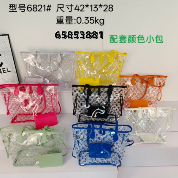 Lv ルイヴィトンハイブランド透明バッグ ビーチバッグ ビニールトート クリアバッグ 大容量 PVC素材 肩掛け 手提げ トイレタリーバッグ お持ち運び便利 丈夫 防汚防水 ビーチ 水泳 温泉 海水浴 通勤 旅行 アウトドア用 多用途 男女兼用