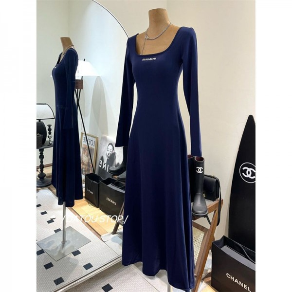 ミュウミュウワンピース レディース 綿 ブランド MIUMIU ロングドレス 長袖 ロングスリーブ Aライン  スリムフィット 気質 3カラーブロック ゆったり リラックス 着痩せ おしゃれ カジュアル オフィス 春  秋 ミュウミュウワンピース レディース 綿 ブランド MIUMIU ロングドレス 長袖 ロングスリーブ Aライン  スリムフィット 気質 3カラーブロック ゆったり リラックス 着痩せ おしゃれ カジュアル オフィス 春  秋