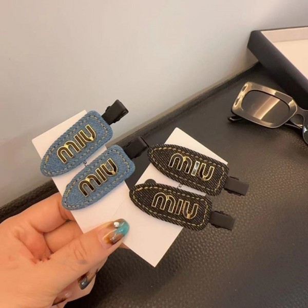 ミュウミュウ MiuMiuブランドヘアピン 小さめ 2個セット バレッタ ヘアクリップ 髪留め バレッタ 前髪 髪飾り 可愛い オーバルかんざし ヘアアクセサリー レディース 