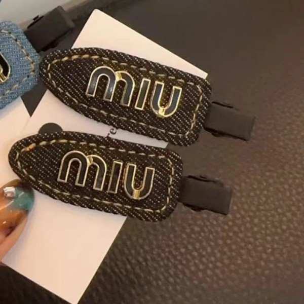 ミュウミュウ MiuMiuブランドヘアピン 小さめ 2個セット バレッタ ヘアクリップ 髪留め バレッタ 前髪 髪飾り 可愛い オーバルかんざし ヘアアクセサリー レディース 