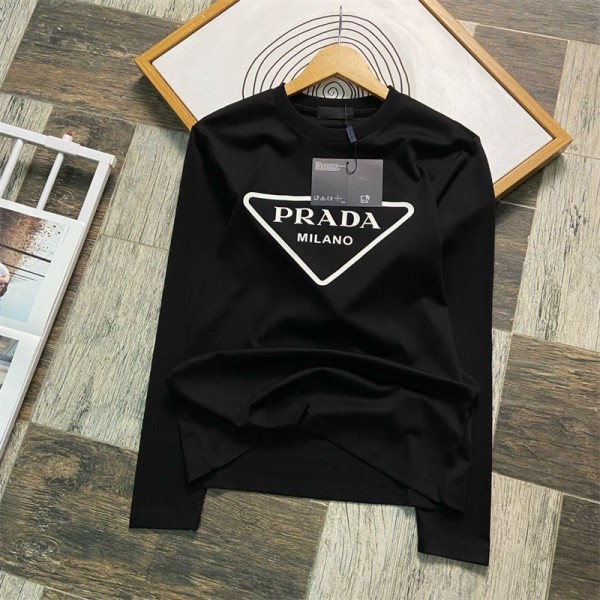 Prada プラダtシャツブランドかわいいハイブランド長袖tシャツ男女兼用大人の上質Tシャツtシャツ ユニセック ブランド S - 3XL 春秋