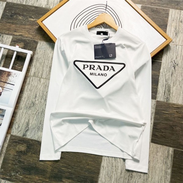 Prada プラダtシャツブランドかわいいハイブランド長袖tシャツ男女兼用大人の上質Tシャツtシャツ ユニセック ブランド S - 3XL 春秋