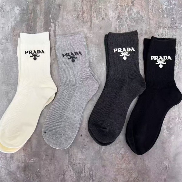Prada プラダコットン 靴下 メンズ 通気性ブランドミドルソックス 高品質浅口ソックス 女の子好き 韓国ブランドソックス 男女兼用 ファッション