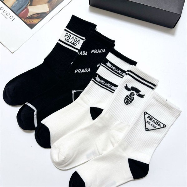 Prada プラダハイブランド ソックス 綿製ブランド ストッキング 大人気ブランドミドルソックス 高品質ブランドソックス 男女兼用 ファッション