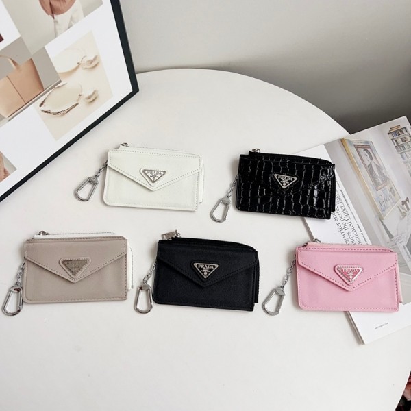 Prada プラダブランドクレジットカードケース 薄型 コーインケース 磁気防止 スキミング防止 カードケース 両面収納 IDカードホルダー スリム カード入れ 定期入れ 小銭入れ カードホルダー スリム 大容量 男女兼用