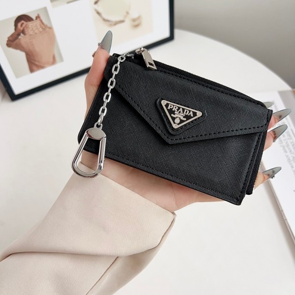 Prada プラダブランドクレジットカードケース 薄型 コーインケース 磁気防止 スキミング防止 カードケース 両面収納 IDカードホルダー スリム カード入れ 定期入れ 小銭入れ カードホルダー スリム 大容量 男女兼用