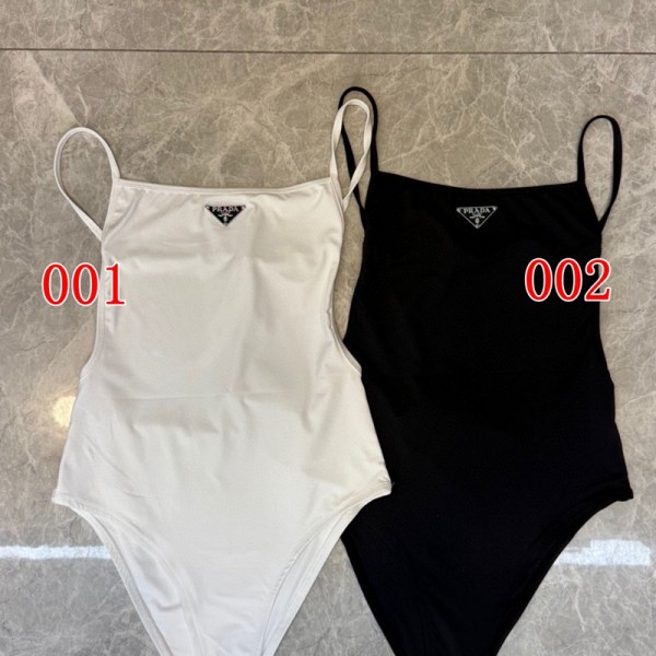 Prada プラダブランドレディース 水着 セクシー ハイカット ローバック ワンピース水着 S-L 女性用 オールインワン 夏 無地 ビキニ 胸パッド付き 無袖 ノースリーブ UVカット