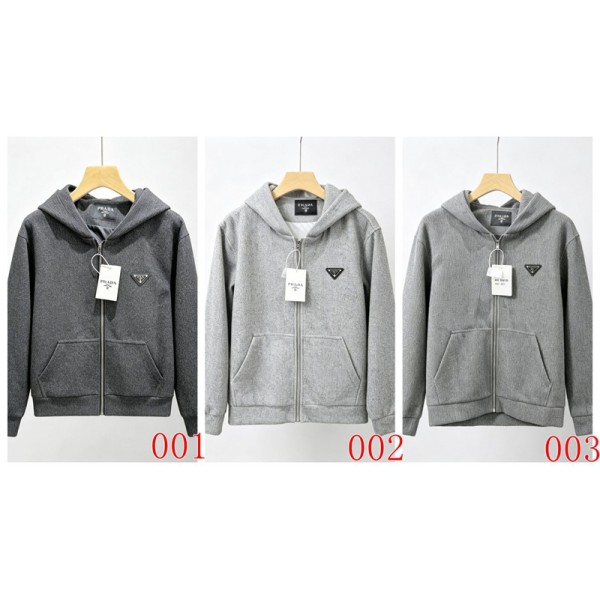 Prada プラダハイブランドジップ パーカー メンズ 秋服 オーバーサイズ 大きいサイズ ゆったり XL¬4XL ユニセックス 長袖 春秋服 人気 無地 柔らかい肌触り 快適 トップス スポーツ 男女兼用