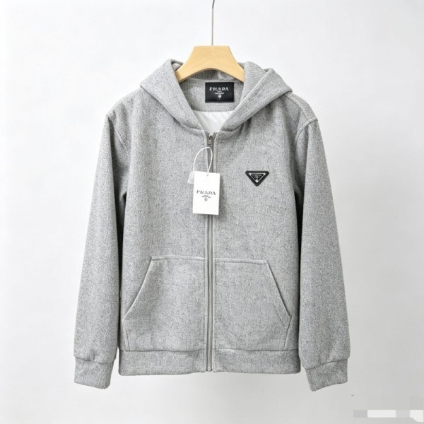 Prada プラダハイブランドジップ パーカー メンズ 秋服 オーバーサイズ 大きいサイズ ゆったり XL¬4XL ユニセックス 長袖 春秋服 人気 無地 柔らかい肌触り 快適 トップス スポーツ 男女兼用