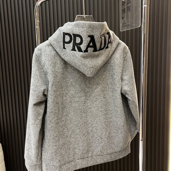 Prada プラダハイブランドジップ パーカー メンズ 秋服 オーバーサイズ 大きいサイズ ゆったり XL¬4XL ユニセックス 長袖 春秋服 人気 無地 柔らかい肌触り 快適 トップス スポーツ 男女兼用
