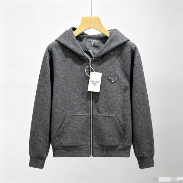 Prada プラダハイブランドジップ パーカー メンズ 秋服 オーバーサイズ 大きいサイズ ゆったり XL¬4XL ユニセックス 長袖 春秋服 人気 無地 柔らかい肌触り 快適 トップス スポーツ 男女兼用