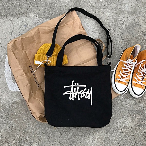 Stussy ステューシーハイブランドトートバッグ レディース ショルダーバッグ 肩掛けバッグ 大きめ キャンバストート 帆布 トートバッグ 大容量 通学 旅行用 ファスナー付き