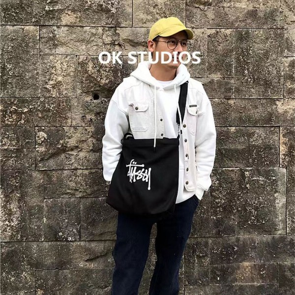 Stussy ステューシーハイブランドトートバッグ レディース ショルダーバッグ 肩掛けバッグ 大きめ キャンバストート 帆布 トートバッグ 大容量 通学 旅行用 ファスナー付き