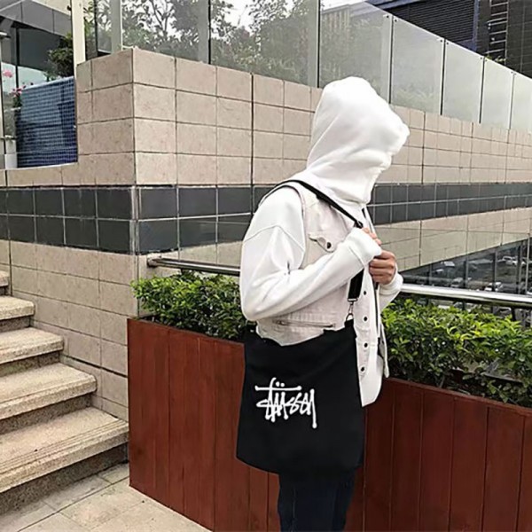 Stussy ステューシーハイブランドトートバッグ レディース ショルダーバッグ 肩掛けバッグ 大きめ キャンバストート 帆布 トートバッグ 大容量 通学 旅行用 ファスナー付き