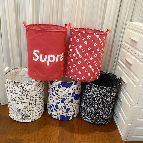 シュプリーム収納ボックス ブランド Supreme 収納ケース 40 * 50cm 衣類 大容量 取っ手付き 布団 小物 収納 折りたたみ 大型 防塵 防湿 無臭 収納用品 家庭用 オフィス用 丈夫 頑丈 通気性 ランドリーバスケット 洗濯室 コミック収納 ブルー