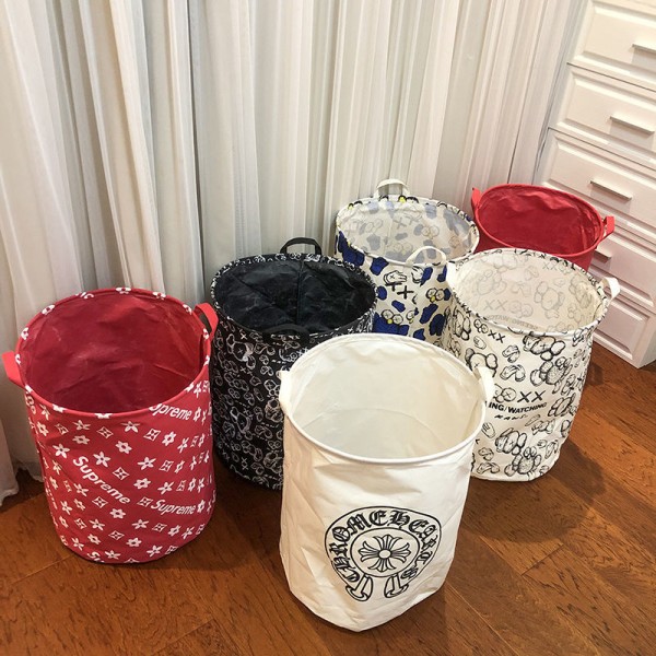 シュプリーム収納ボックス ブランド Supreme 収納ケース 40 * 50cm 衣類 大容量 取っ手付き 布団 小物 収納 折りたたみ 大型 防塵 防湿 無臭 収納用品 家庭用 オフィス用 丈夫 頑丈 通気性 ランドリーバスケット 洗濯室 コミック収納 ブルー
