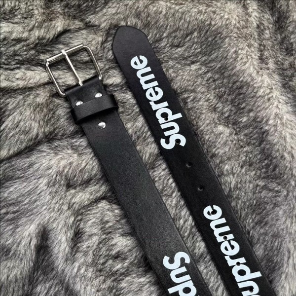 Supremeカジュアルベルト メンズ PU革 シュプリーム レザーベルト スーツ フォーマル カジュアル 流行り ギフト ブラック ホワイト 迷彩柄