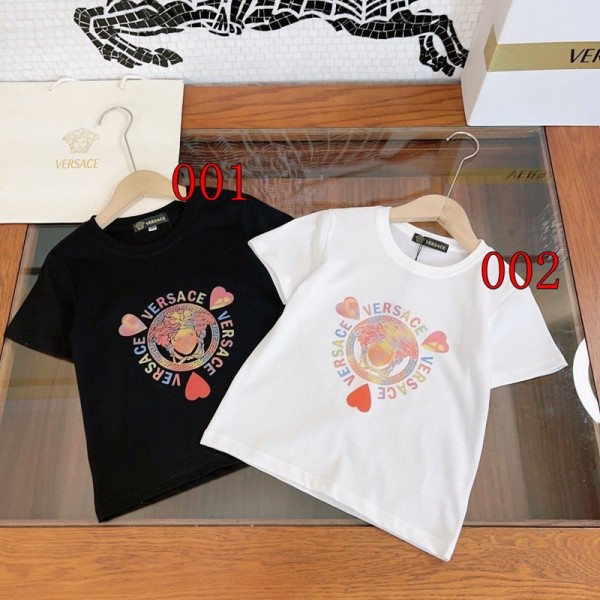 Versace ヴェルサーチハイブランドキッズ半袖tシャツ 男女兼用 韓国 子供服tシャツ 大人の上質Tシャツ ボーイズtシャツ ユニセック ブランド90-160cm