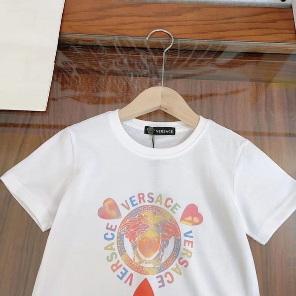 Versace ヴェルサーチハイブランドキッズ半袖tシャツ 男女兼用 韓国 子供服tシャツ 大人の上質Tシャツ ボーイズtシャツ ユニセック ブランド90-160cm