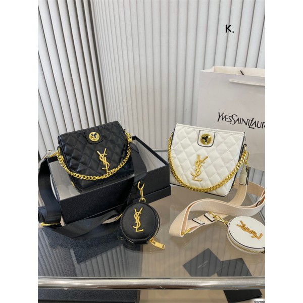 イブサンローラン バッグ ブランドYSL ソフトレザー 高品質 ショルダーバッグ 精緻な金具ロゴ 上品 女性 斜め掛けカバン バッグ 