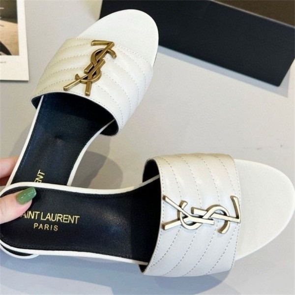 Ysl イブサンローランブランドミュール サンダル レディース ローヒールヒール ミュールサンダル レッチアッパーミュール チャンキーヒール ビーチサンダル 歩きやすい サボ おしゃれ スリッパ 美脚 225¬260cm