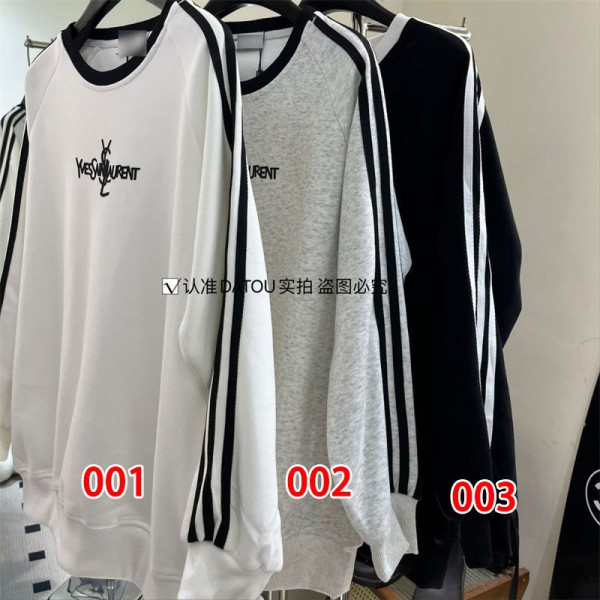 Ysl イヴサンローランハイブランドプルオーバーパーカー偽物ブランドスウェット上着ゆったりメンズ 服 S, M コピー トレーナースウェットパーカー