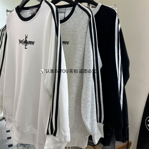 Ysl イヴサンローランハイブランドプルオーバーパーカー偽物ブランドスウェット上着ゆったりメンズ 服 S, M コピー トレーナースウェットパーカー