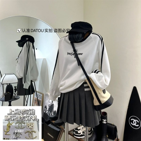 Ysl イヴサンローランハイブランドプルオーバーパーカー偽物ブランドスウェット上着ゆったりメンズ 服 S, M コピー トレーナースウェットパーカー