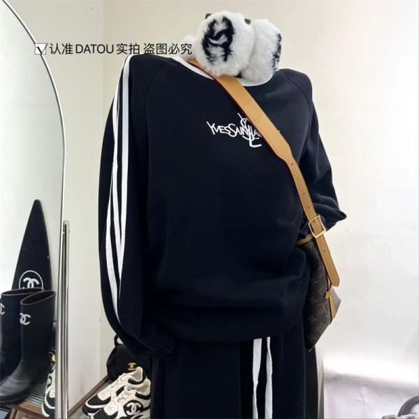Ysl イヴサンローランハイブランドプルオーバーパーカー偽物ブランドスウェット上着ゆったりメンズ 服 S, M コピー トレーナースウェットパーカー