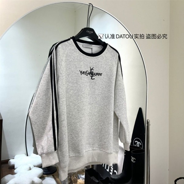 Ysl イヴサンローランハイブランドプルオーバーパーカー偽物ブランドスウェット上着ゆったりメンズ 服 S, M コピー トレーナースウェットパーカー