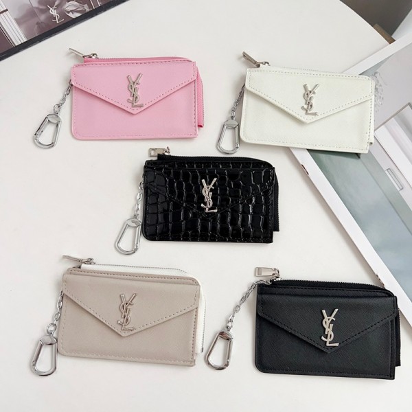Ysl イヴサンローランハイブランド小銭入れ 財布 小さい L字ファスナー PU革ウォレット YKKファスナー コンパクト ミニ コインケース メンズ レディース しっとり手触りのPU革