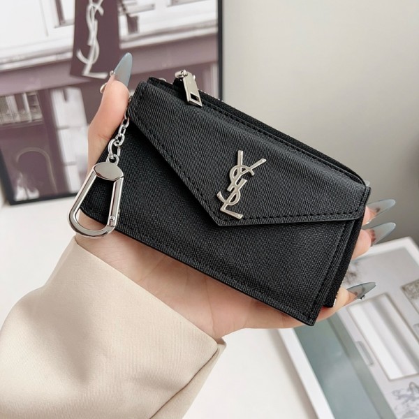 Ysl イヴサンローランハイブランド小銭入れ 財布 小さい L字ファスナー PU革ウォレット YKKファスナー コンパクト ミニ コインケース メンズ レディース しっとり手触りのPU革