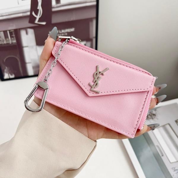 Ysl イヴサンローランハイブランド小銭入れ 財布 小さい L字ファスナー PU革ウォレット YKKファスナー コンパクト ミニ コインケース メンズ レディース しっとり手触りのPU革