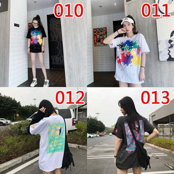 ハイブランドstussyTシャツ 落書きTシャツ個性的レディース ダンス 衣装 韓国 大きいサイズ ヒップホップタイドブランド 夏物 半袖 若者愛用 薄手 きれい上着 良質 T-shirt